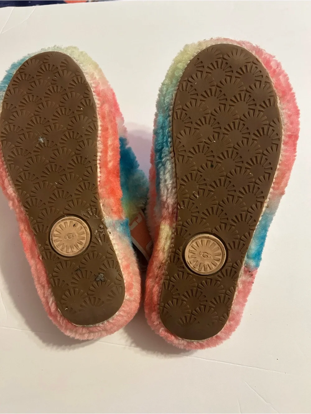 UGG Kids Multicolor Pastel Rainbow Fluff Slides